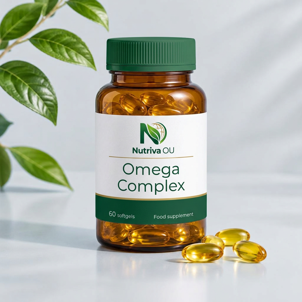 Omega Complex in Nutriva branded supplement packaging